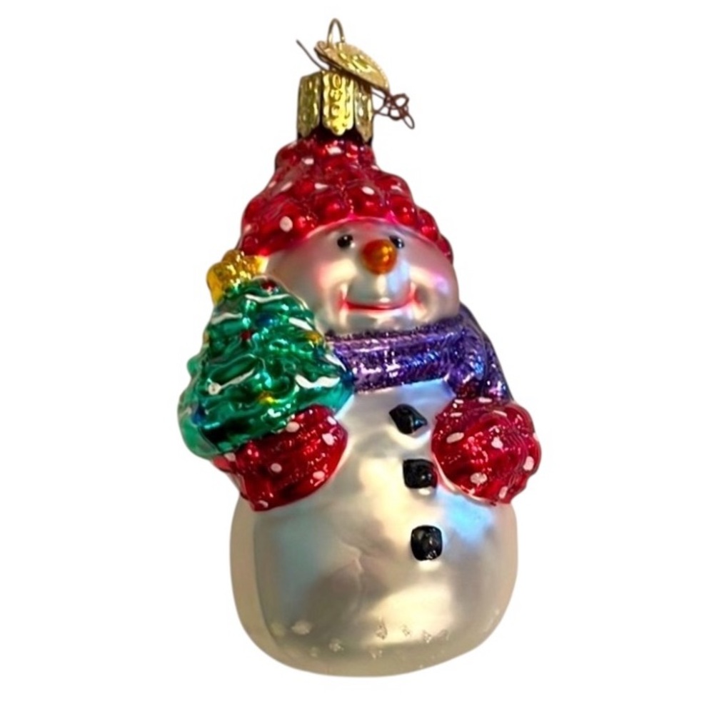 Vintage 2001 Old World German Blown Glass Hand-Painted Snowman Ornament
